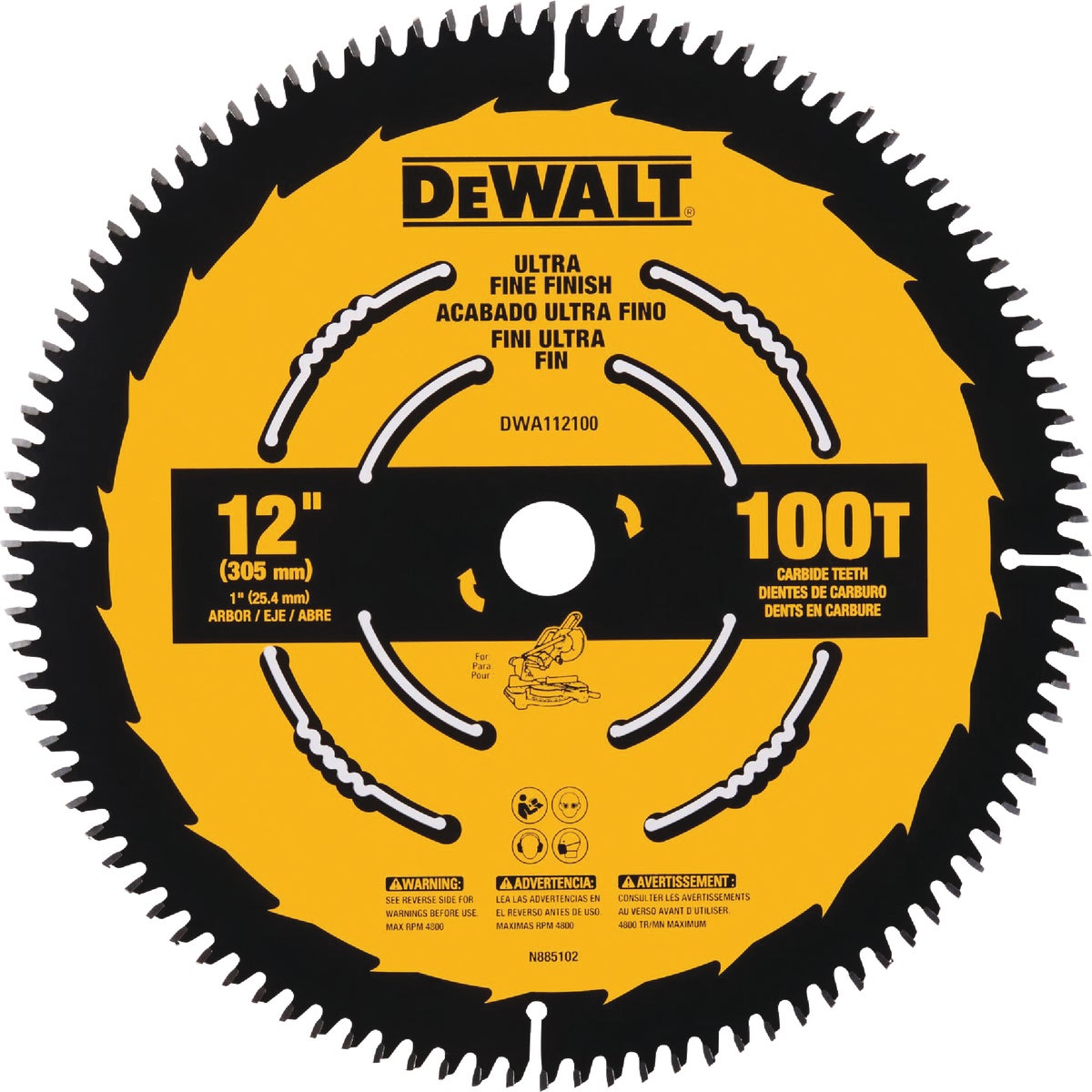 DEWALT 12 In. 100-Tooth Ultra Fine Finish Circular Saw Blade