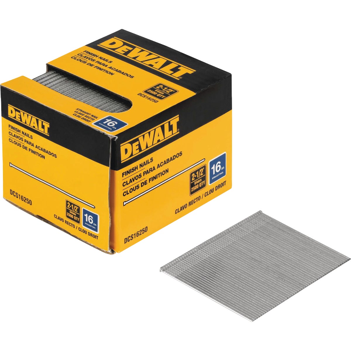DEWALT 2-1/2 In. 16-Gauge Galvanized Straight Finish Nails (2500 Ct.)