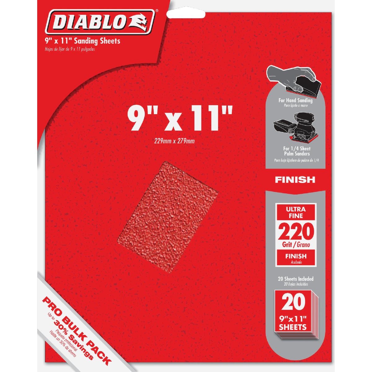 Diablo 9 In. x 11 In. 220 Grit Ultra Fine Sandpaper (20-Pack)