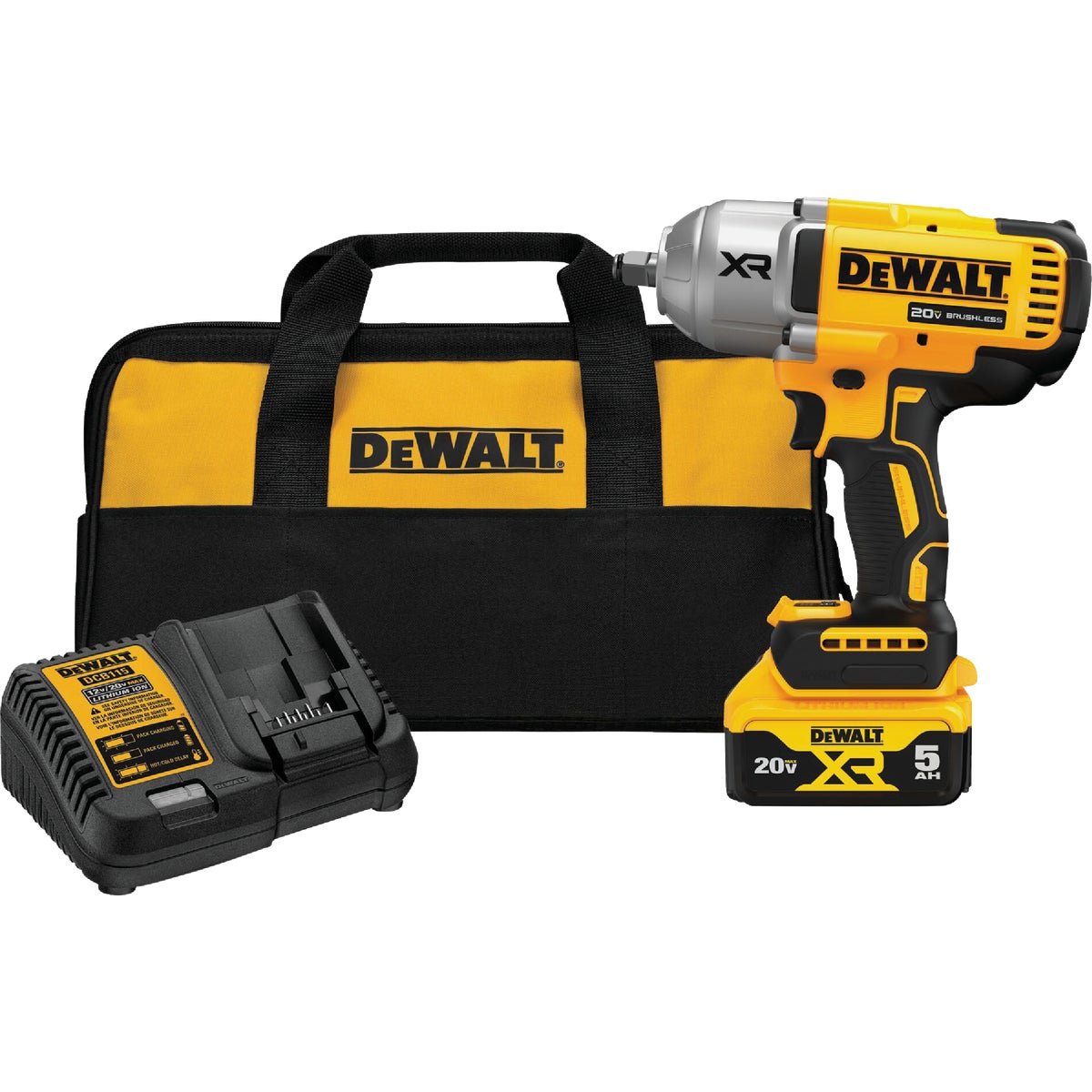 DEWALT 20V MAX XR 1/2 In. Brushless Cordless Impact Wrench with Hog Ring Anvil Kit