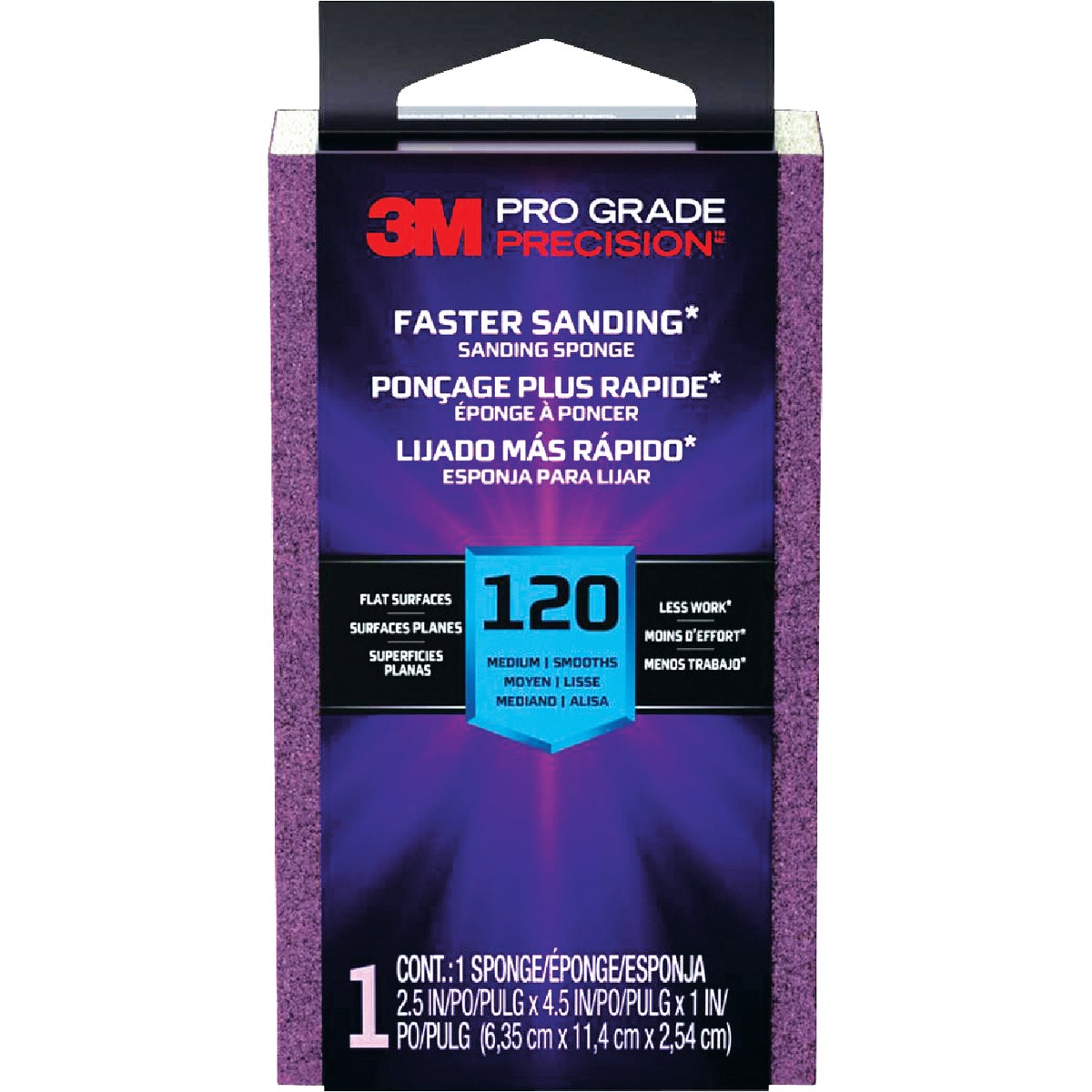 3M SandBlaster 2-1/2 In. x 3-3/4 In. x 1 In. Bare Surfaces Medium Sanding Sponge, 100 Grit