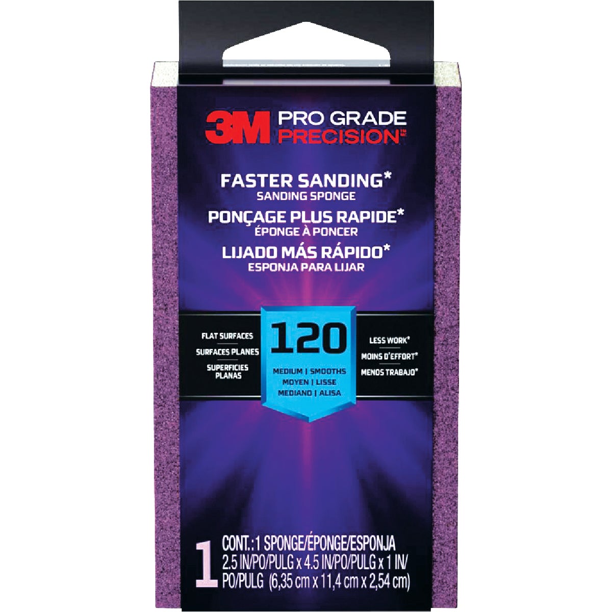 3M SandBlaster Bare Surfaces 2-1/2 In. x 3-3/4 In. x 1 In. 100 Grit Medium Sanding Sponge