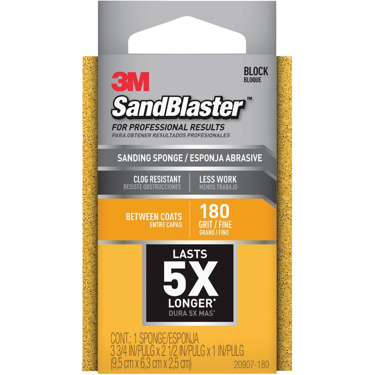 3M SandBlaster Between Coats 2-1/2 In. x 3-3/4 In. x 1 In. 180 Grit Fine Sanding Sponge