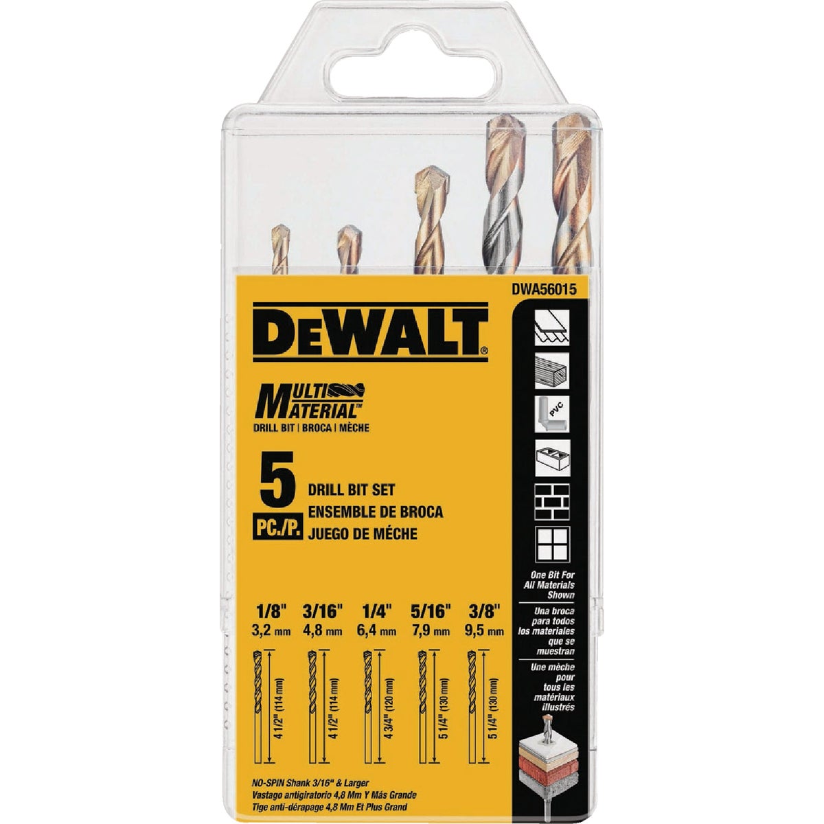 DEWALT Multi-Material Drill Bit Set (5-Pieces)