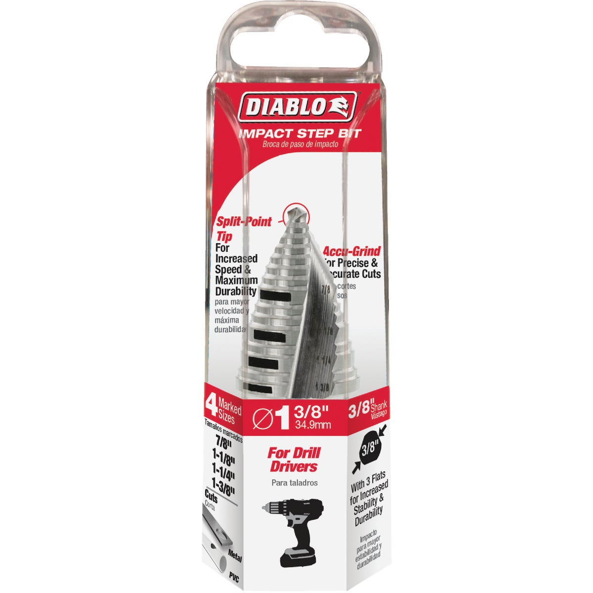 Diablo 7/8 In. - 1-3/8 In. Impact Step Drill Bit, 15 Steps