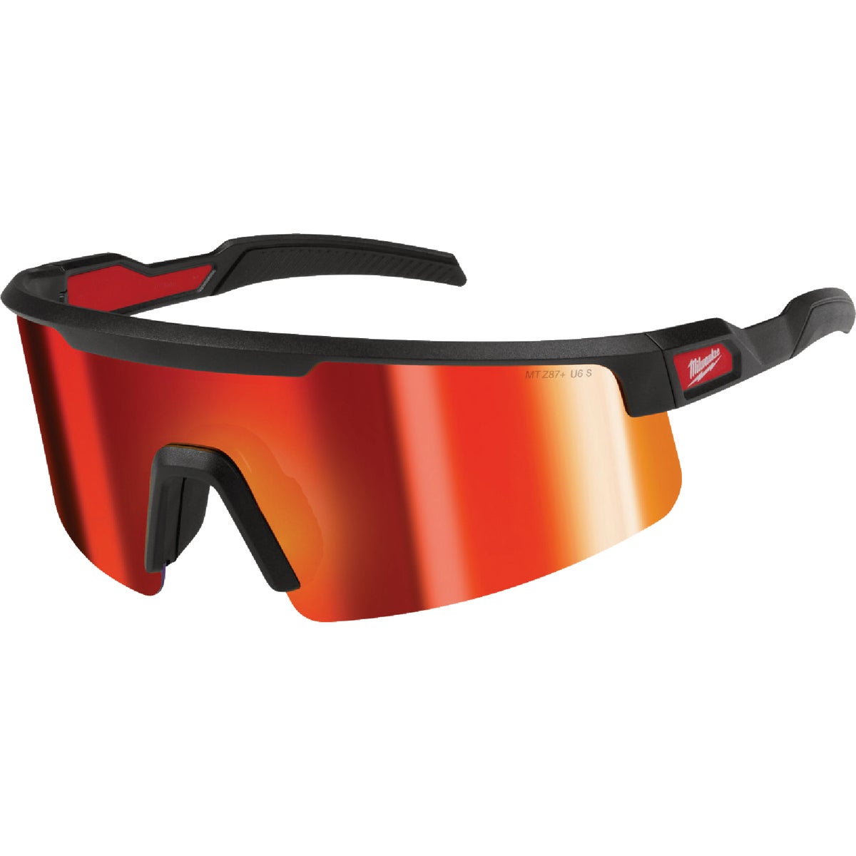 Milwaukee Wrap Around Safety Glasses with Red-Mirrored Anti-Scratch Lenses