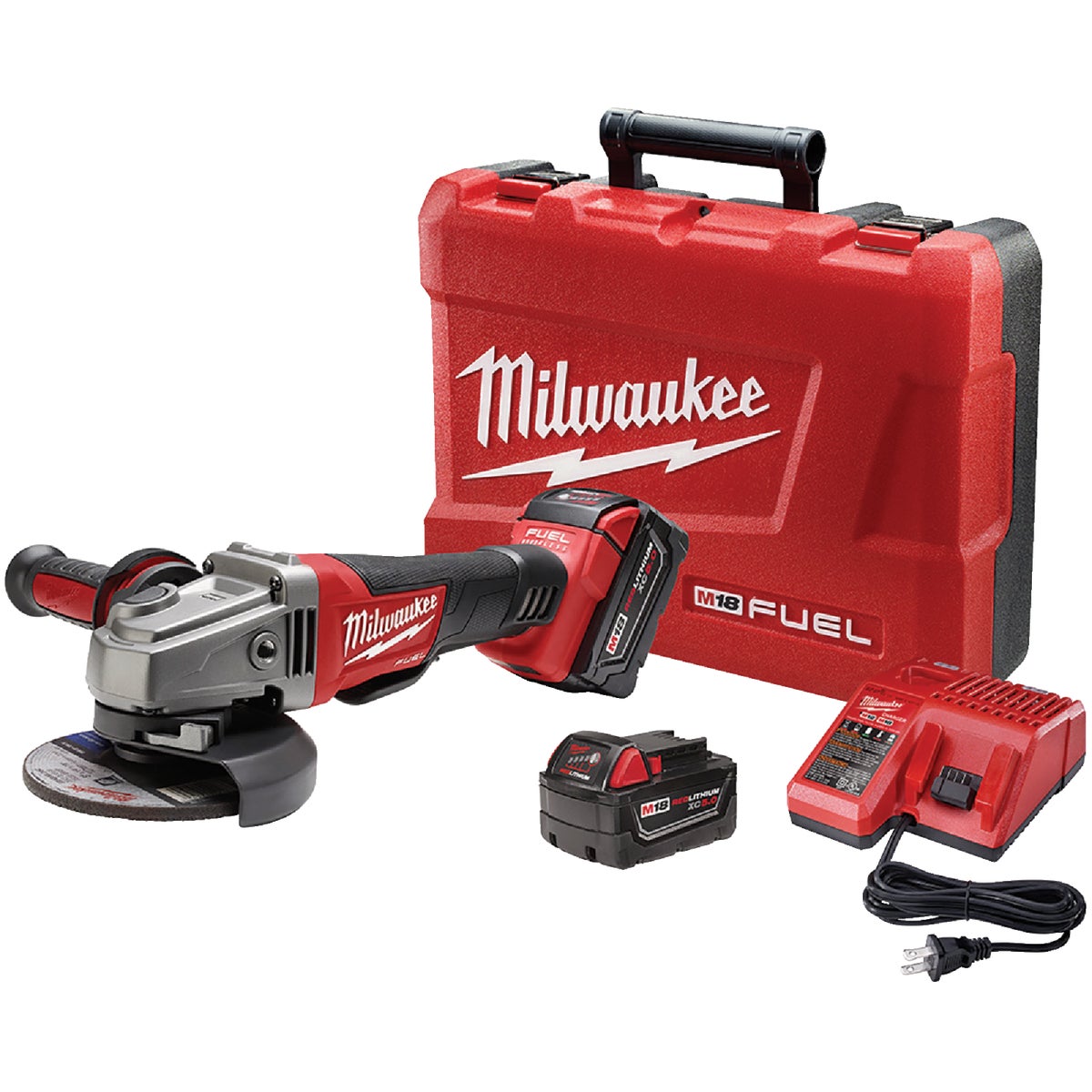 Milwaukee M18 FUEL 18-Volt Lithium-Ion 4-1/2 In - 5 In. Brushless Cordless Angle Grinder Kit with Paddle Switch, No-Lock