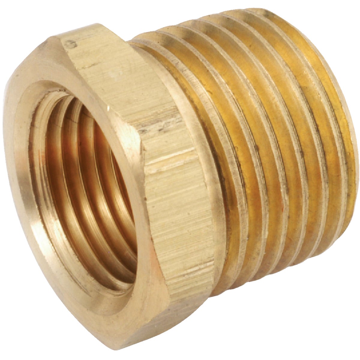 Anderson Metals 3/8 In. MPT x 1/8 In. FPT Yellow Brass Hex Reducing Bushing