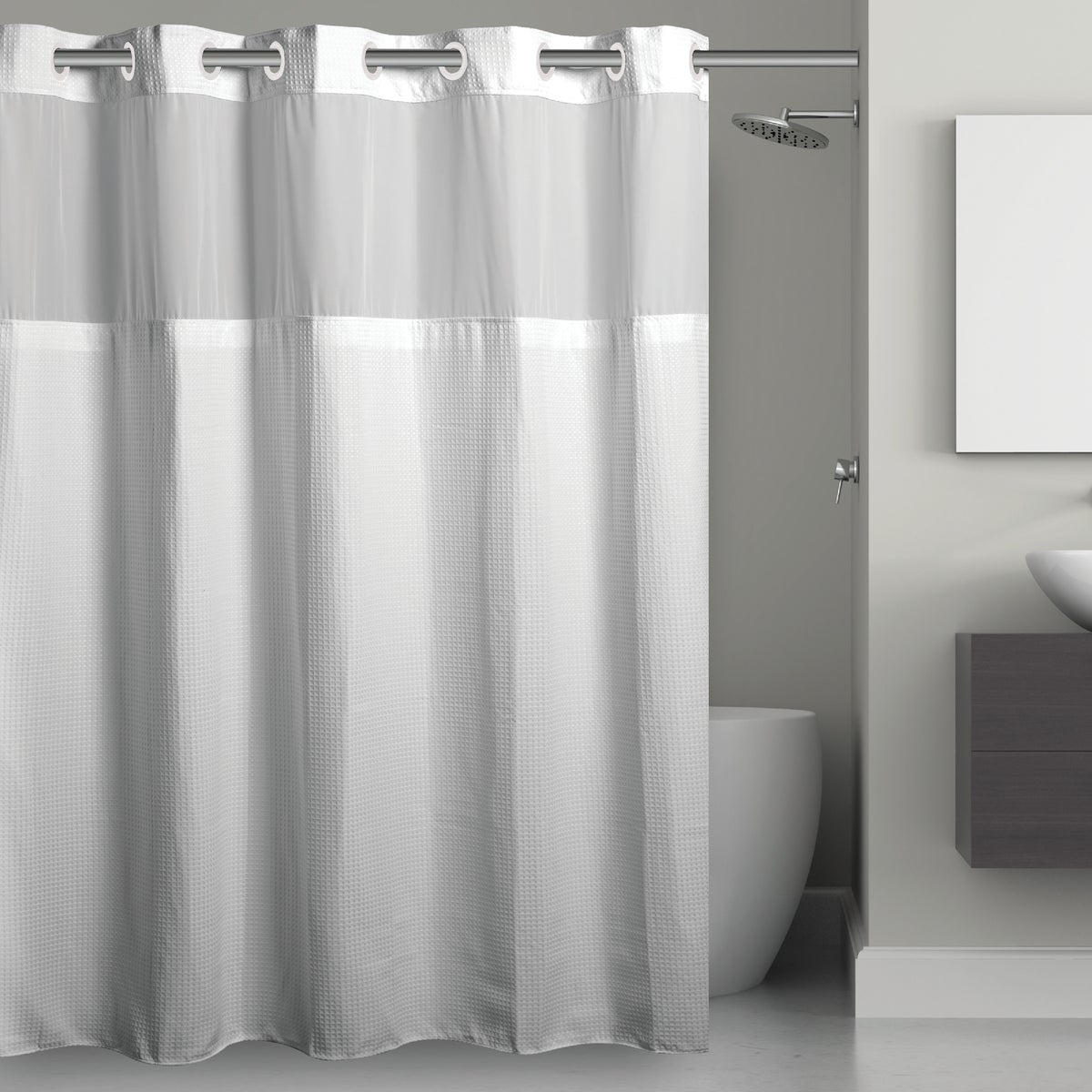 EZ-On Shower Curtain With PEVA Liner