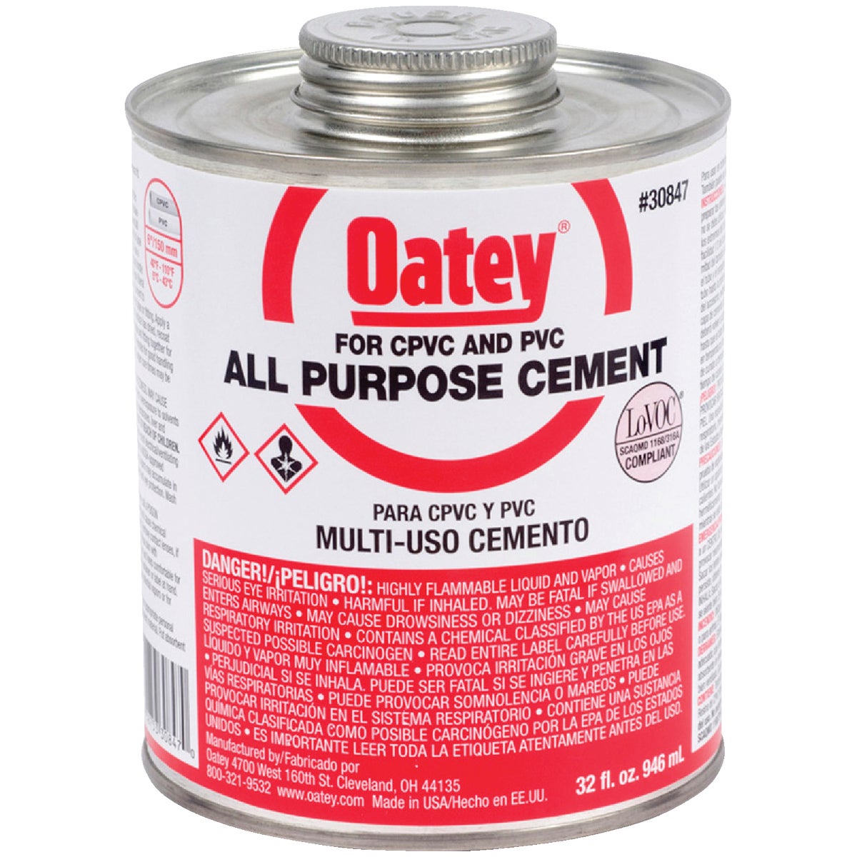 Oatey 32 Oz. Heavy Bodied Clear Multi Purpose Cement CPVC and PVC