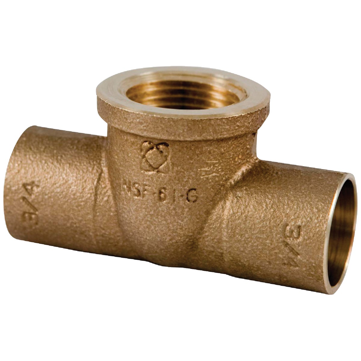 NIBCO 3/4 In. C x 3/4 In. C x 1/2 In. F Brass Low Lead Reducing Copper Tee