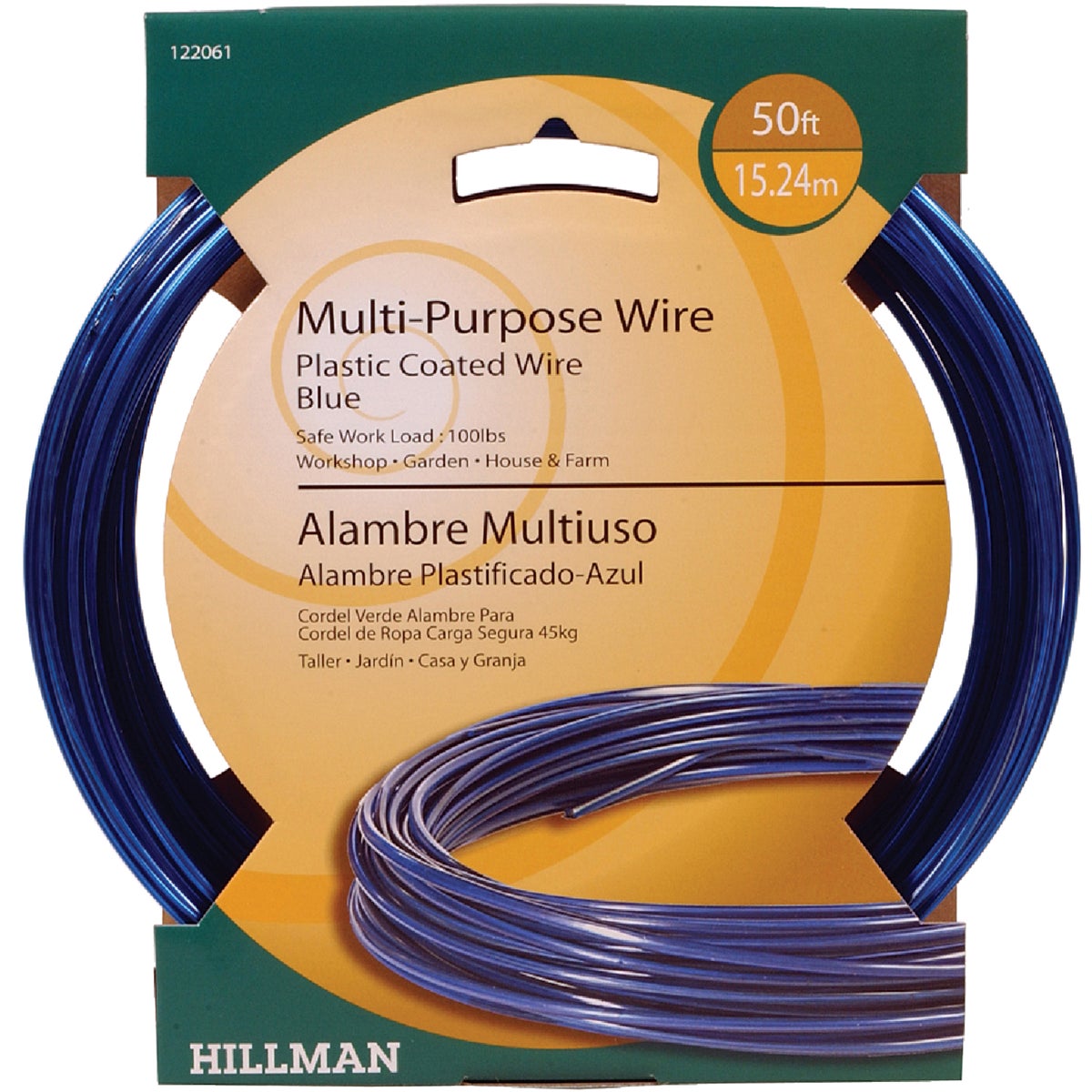 Hillman Anchor Wire 50 Ft. 19 Ga. Plastic Coated Steel 3-Strand General Purpose Wire, Display Refill