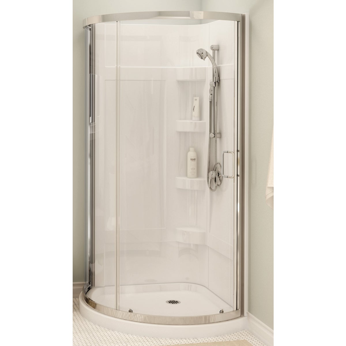 WHITE ROUND SHOWER