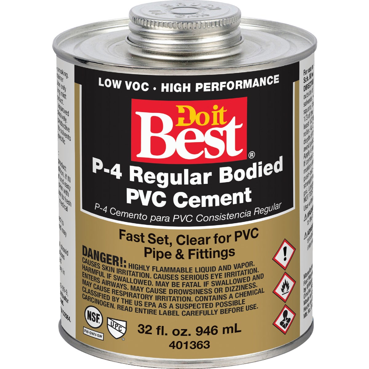 Do it Best 32 Oz. Regular Bodied Clear PVC Cement