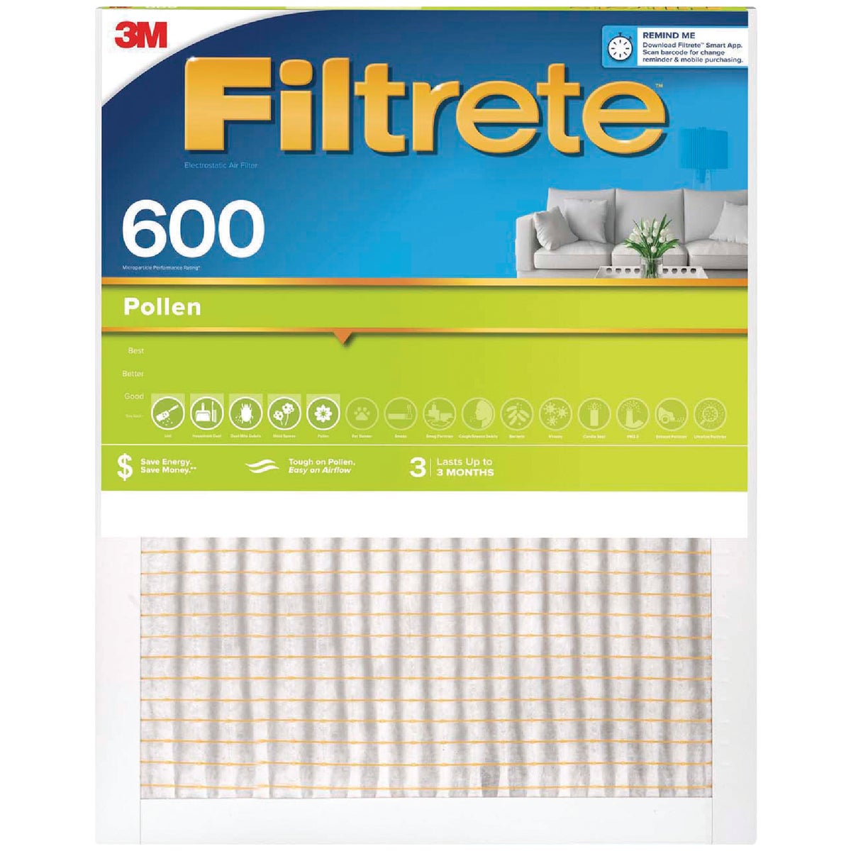 Filtrete 16 In. x 20 In. x 1 In. Clean Living 600 MPR Furnace Filter