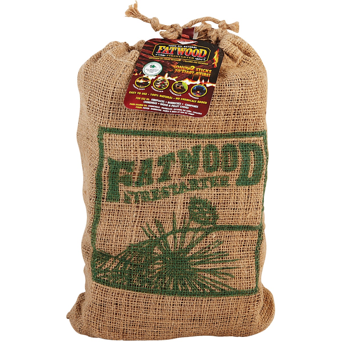 8LB FATWOOD BURLAP BAG