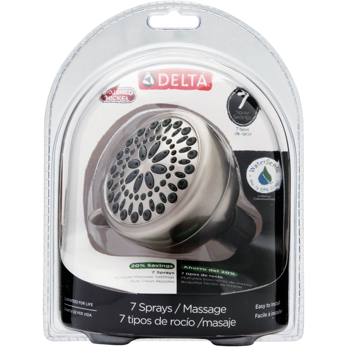 Delta Touch-Clean 7-Spray 1.8 GPM Showerhead, Brushed Nickel