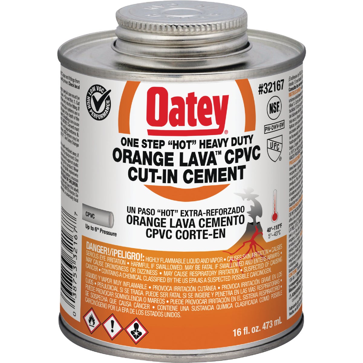 Oatey 16 Oz. Orange Lava One-Stop "Hot" Heavy-Duty CPVC Cement