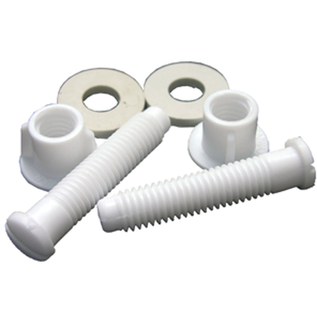 Lasco 7/17" x 2-1/8" White Plastic Toilet Seat Bolt, Includes Nuts and Washers