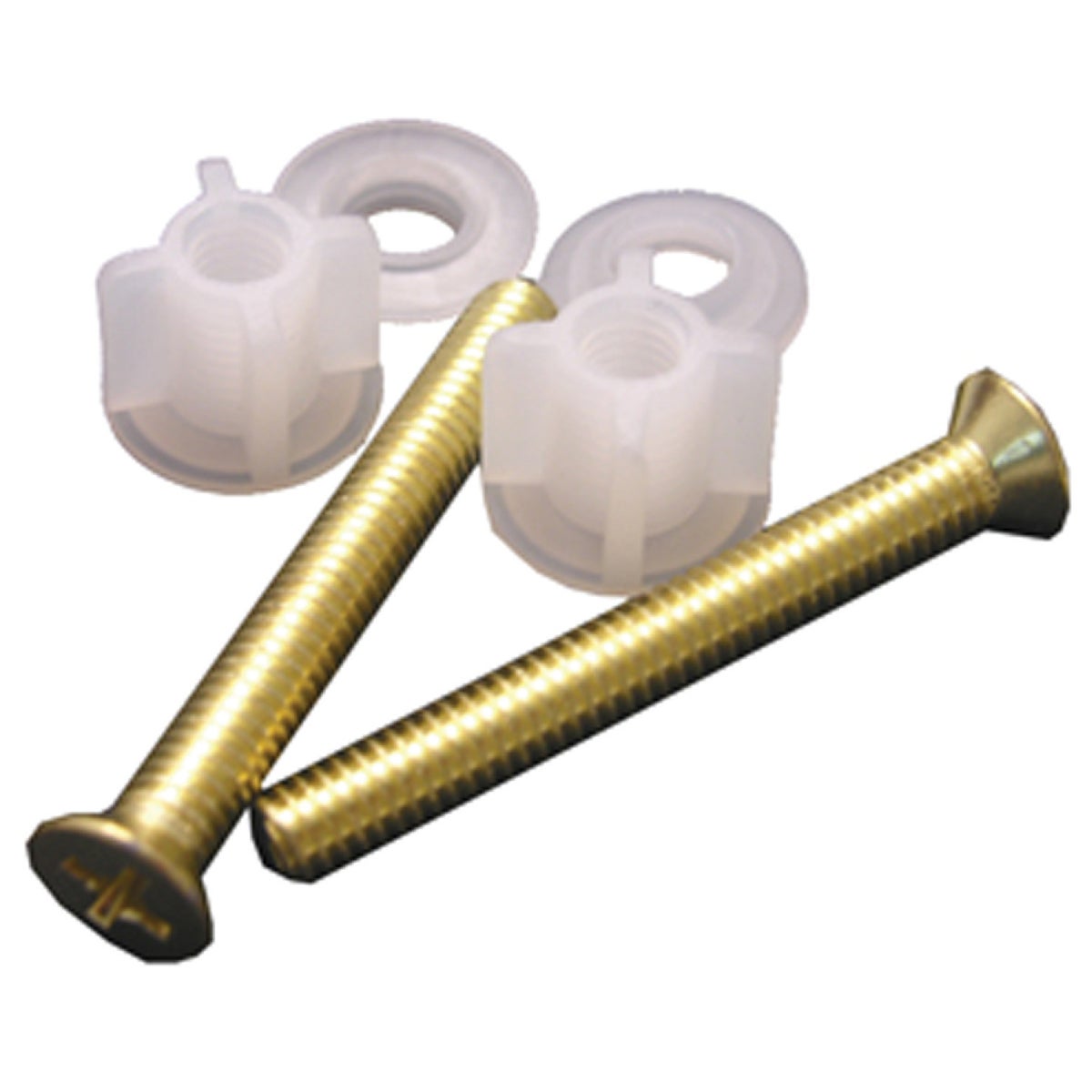 Lasco 3/8" x 2-1/2" Polished Brass Metal Toilet Seat Bolt, Includes Nuts and Washers