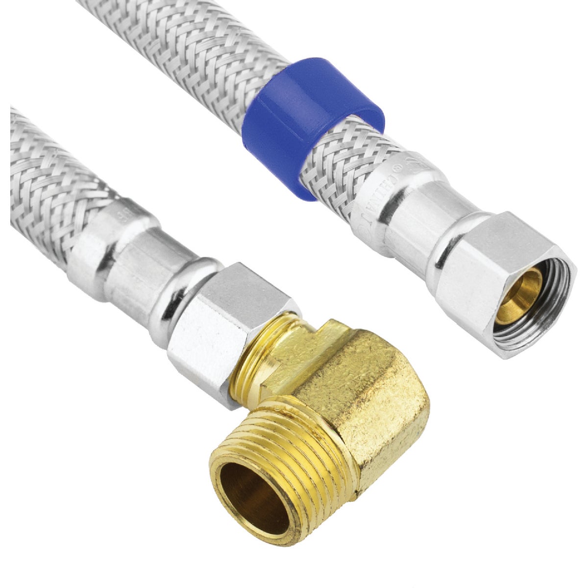 Lasco 3/8 In.C x 3/8 In.MIP Elbow x 72 In. L Braided Stainless Steel Flex Line Appliance Water Connector