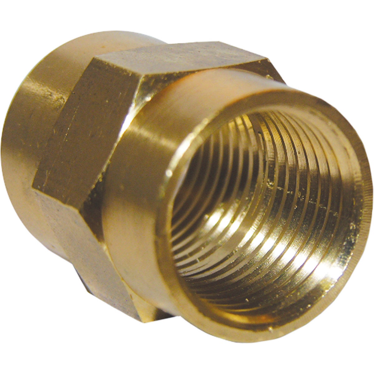 Lasco 3/8 In. FPT x 3/8 In. FPT Yellow Brass Coupling