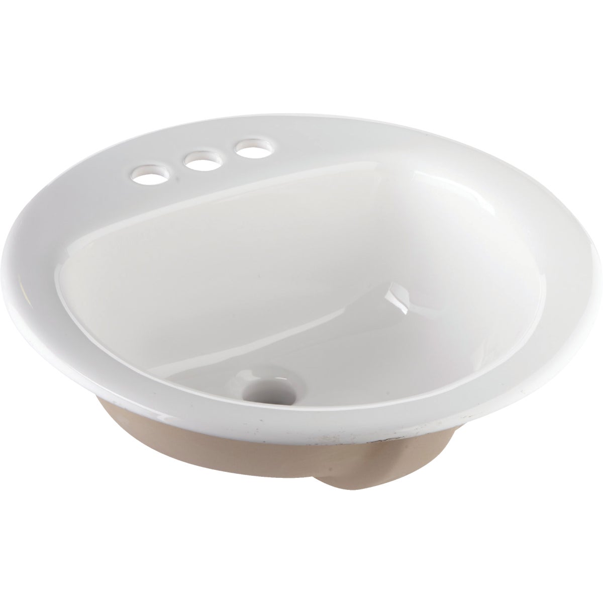 Round Drop-In Bathroom Sink, White