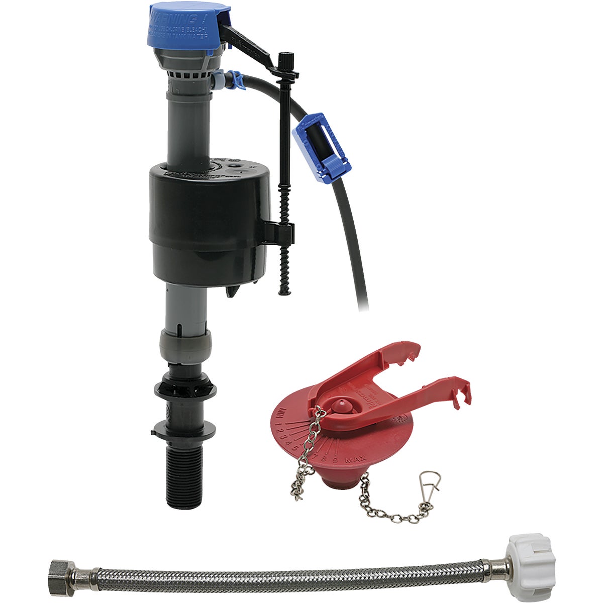 Fluidmaster PerforMAX Fill Valve, Adjustable Flapper & 12 In. Universal Click Seal Toilet Connector 