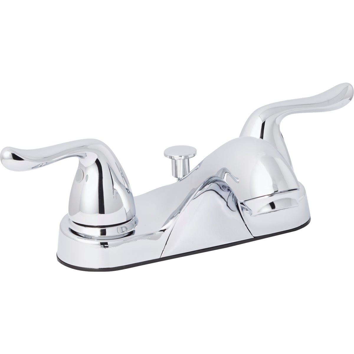 Home Impressions Polished Chrome 2-Handle Knob 4 In. Centerset Bathroom Faucet with Pop-Up