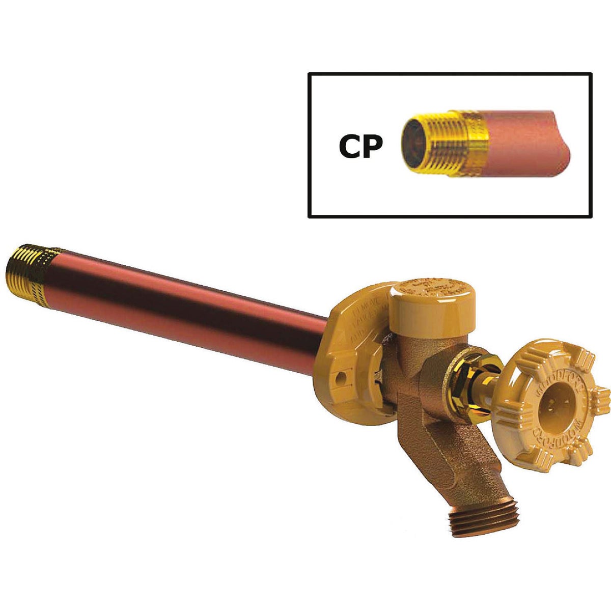 Woodford 1/2 In. SWT x 1/2 In. MIP x 3/4 In. MHT x 8 In. Brass Anti-Siphon Frost Free Wall Hydrant