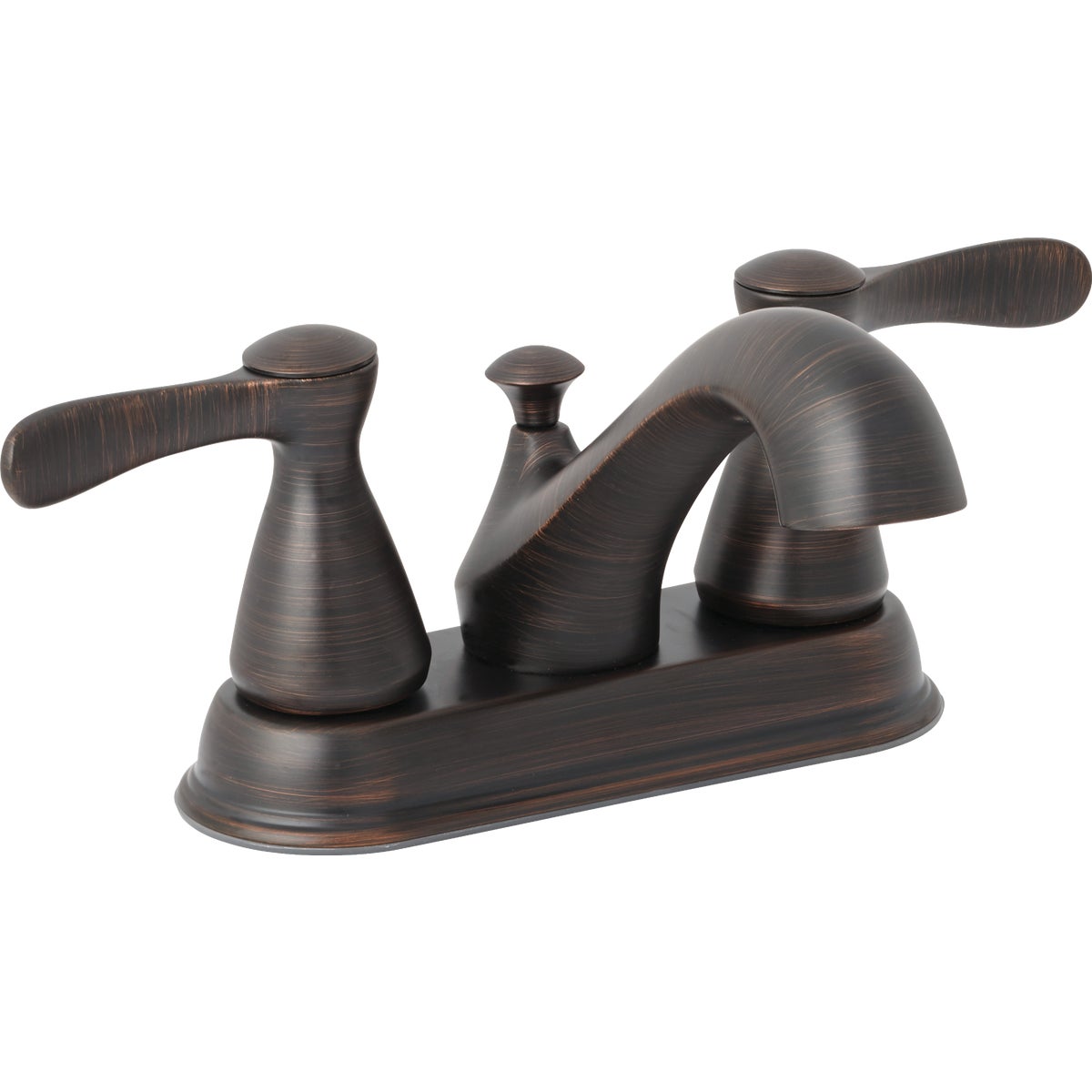Home Impressions Traditional Oil-Rubbed Bronze 2-Handle Lever 4 In. Centerset Bathroom Faucet with Pop-Up
