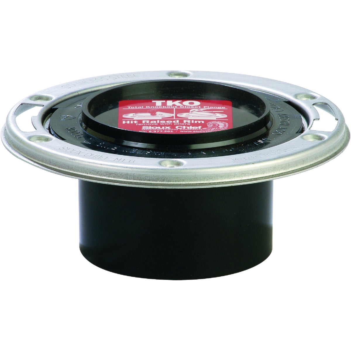 Sioux Chief Total Knockout 3 In. Hub/Inside 4 In. ABS Toilet Flange Flange w/SS Swivel Ring
