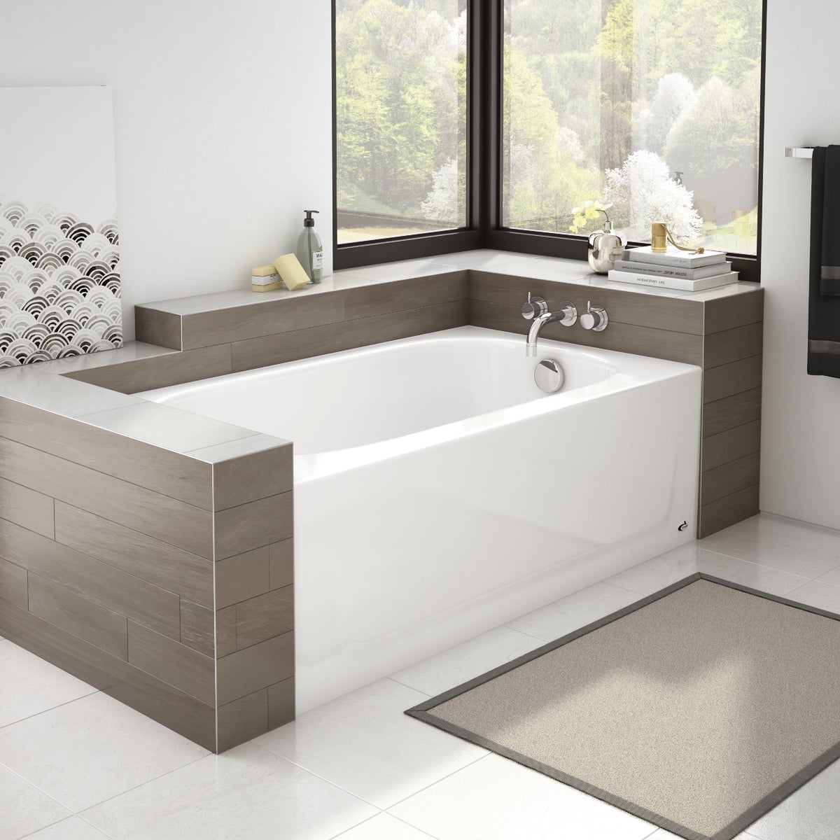Bootz Kona 54 In. L x 30 In. W x 15-1/4 In. D Porcelain Enamel Alcove Right Drain Bathtub in White