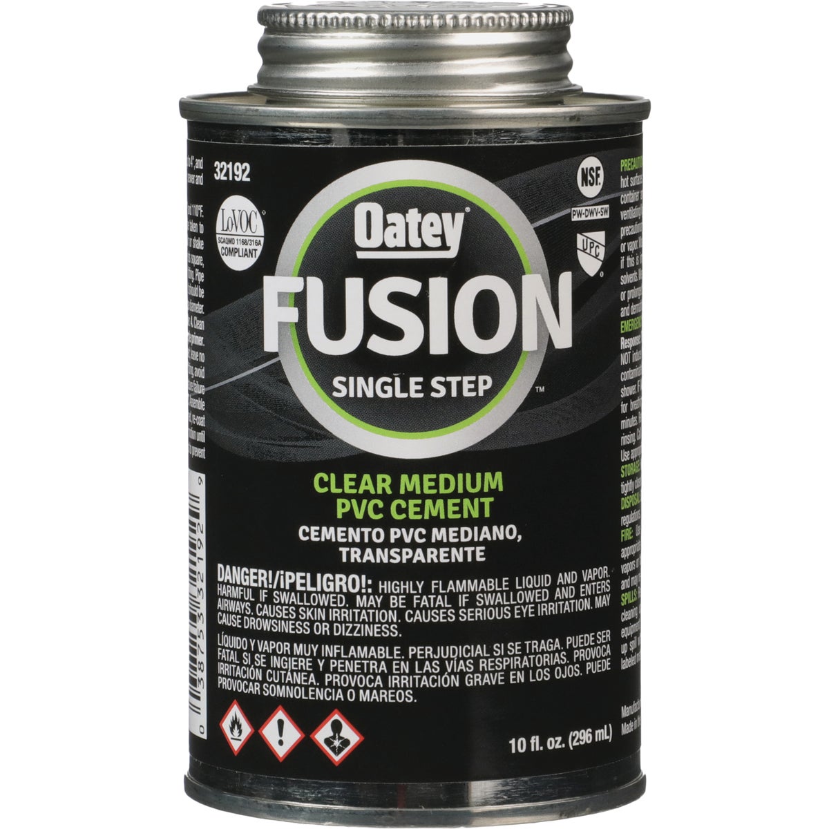 Oatey FUSION 10 Oz. Single-Step Medium Bodied Clear Priming PVC Cement