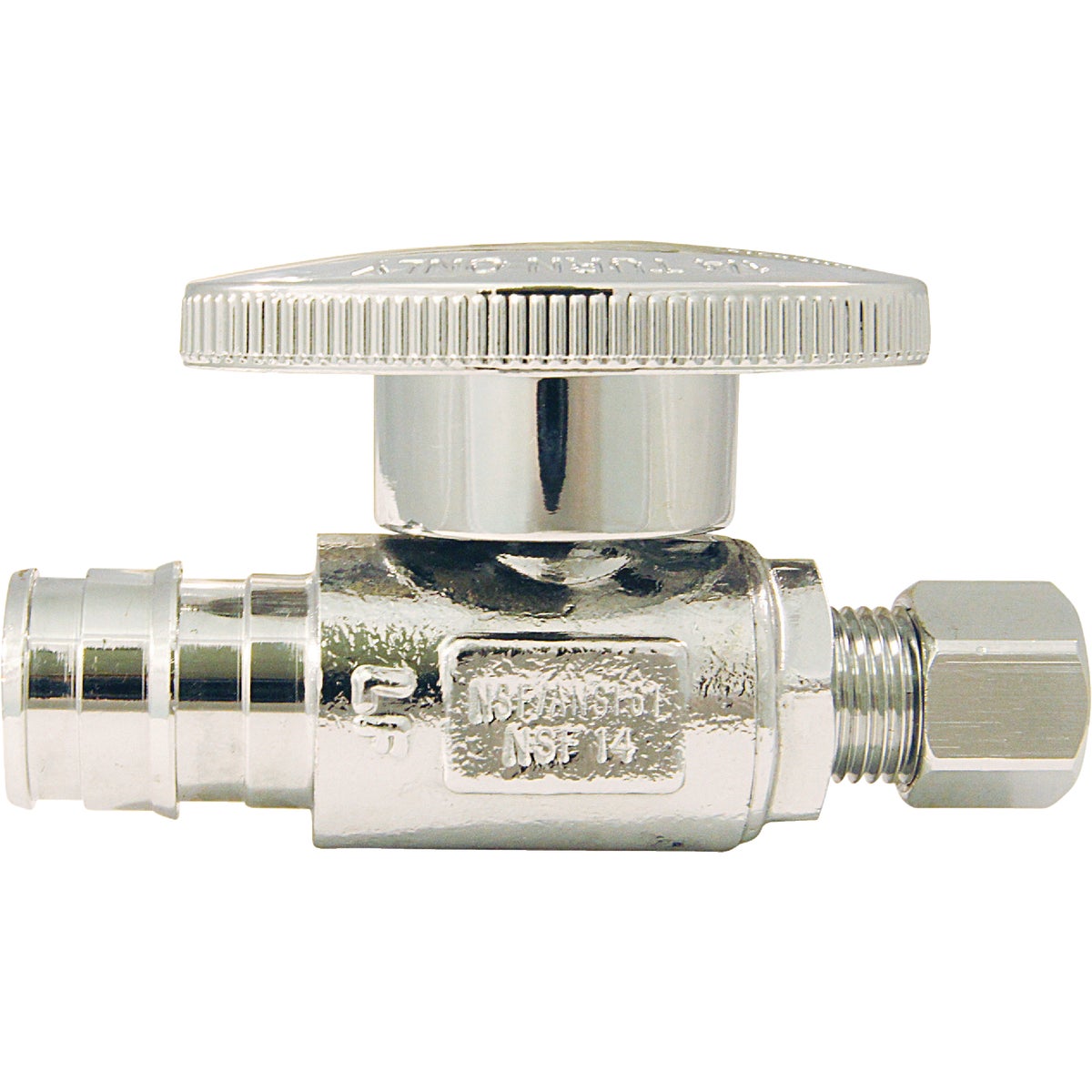 Apollo Retail 1/2 In. Barb x 1/4 In. Compression Chrome-Plated Brass Straight PEX A Stop Valve