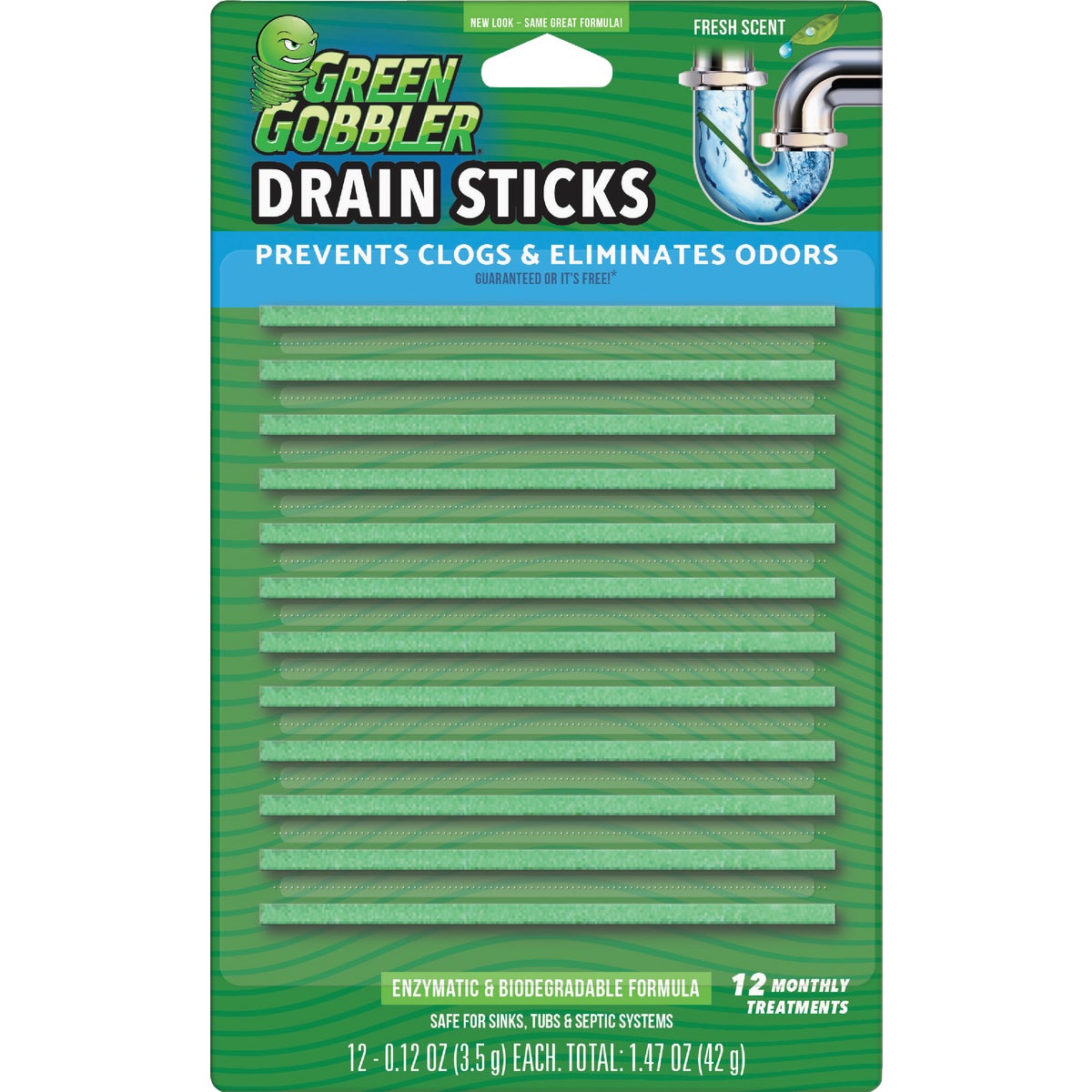 Green Gobbler Bio-Flow 1.47 Oz. Drain Cleaner Strips (12-Pack)