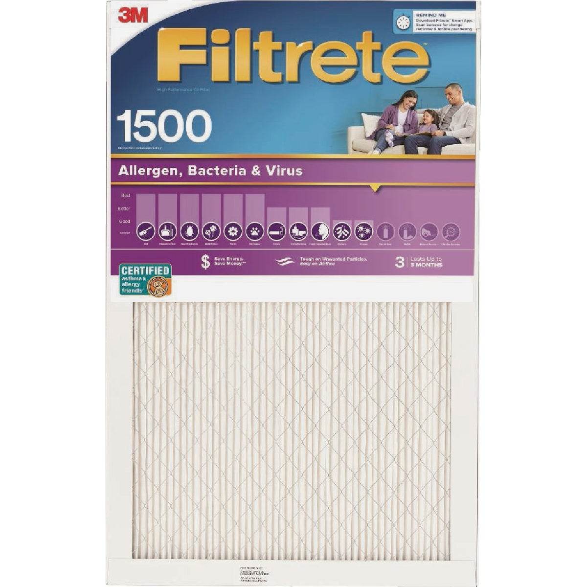Filtrete 12 In. x 20 In. x 1 In. 1500 MPR High Performance Furnace Filter