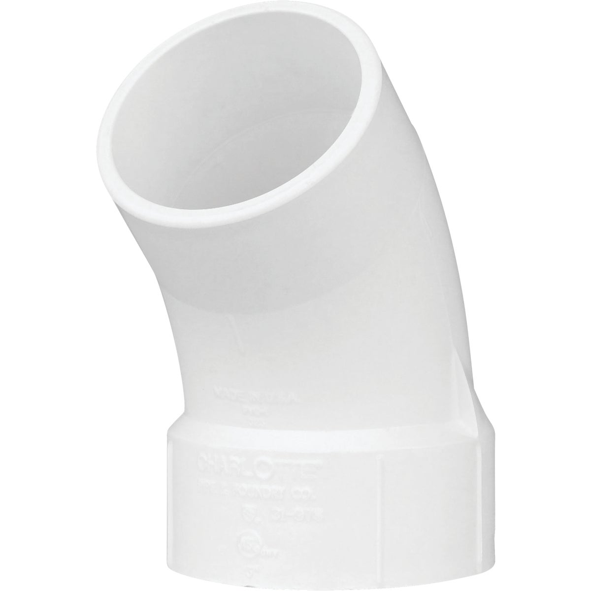 Charlotte Pipe 3 In. Schedule 40 45 Deg. DWV PVC Street Elbow (1/8 Bend)