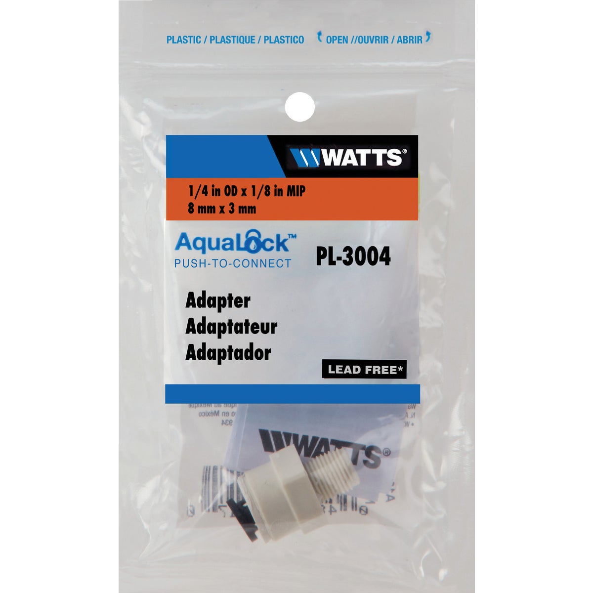 Watts Aqualock 1/4 In. OD x 1/8 In. MPT Push-to Connect Plastic Adapter