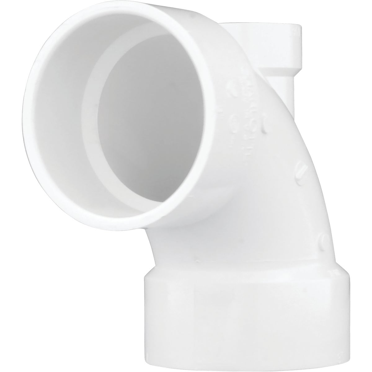 Charlotte Pipe 3 In. x 3 In. x 1-1/2 In. Schedule 40 90 Deg. Lowheel Inlet DWV PVC Elbow (1/4 Bend)