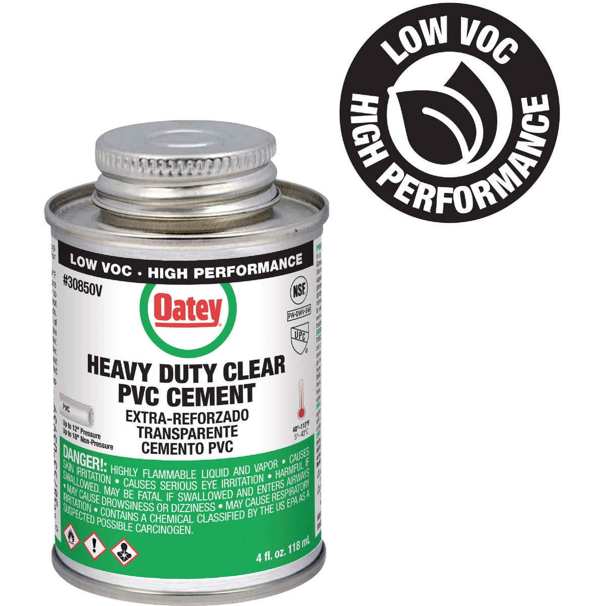 Oatey 4 Oz. Low Voc Heavy Bodied Heavy-Duty Clear PVC Cement