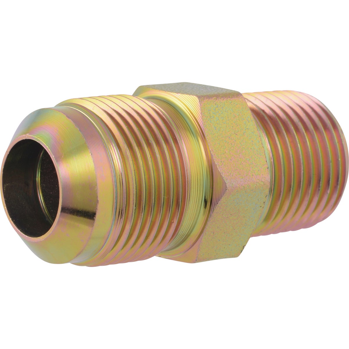 Eastman 5/8 In. OD Flare x 1/2 In. MIP (Tapped 3/8 In. FIP) Zinc-Plated Carbon Steel Adapter Gas Fitting