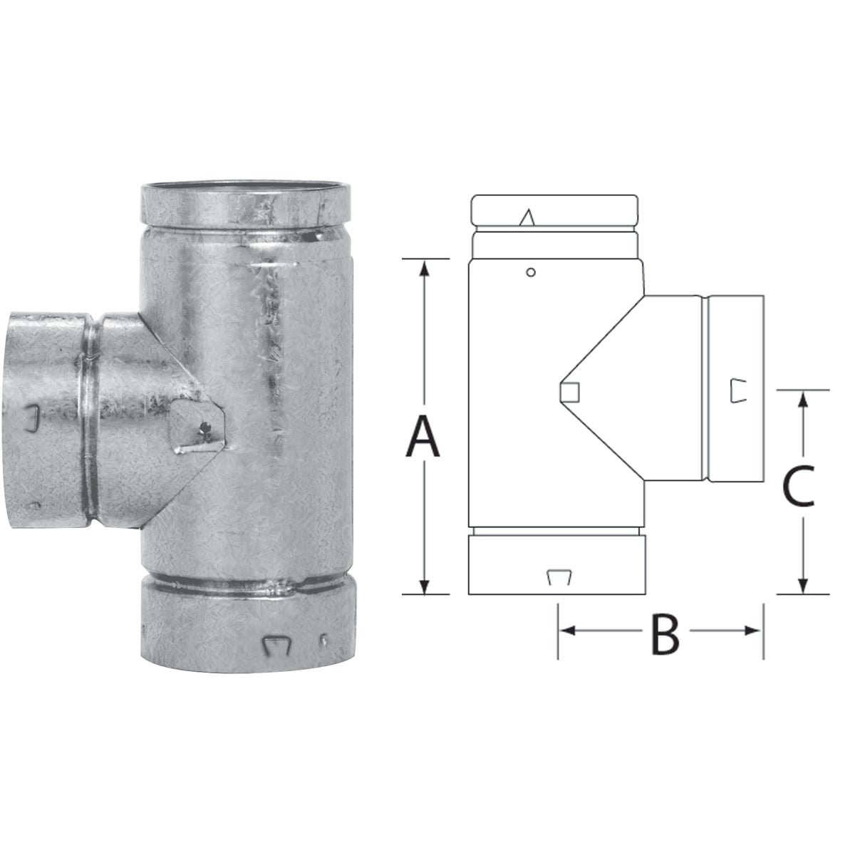 4″ B-VENT GAS PIPE TEE