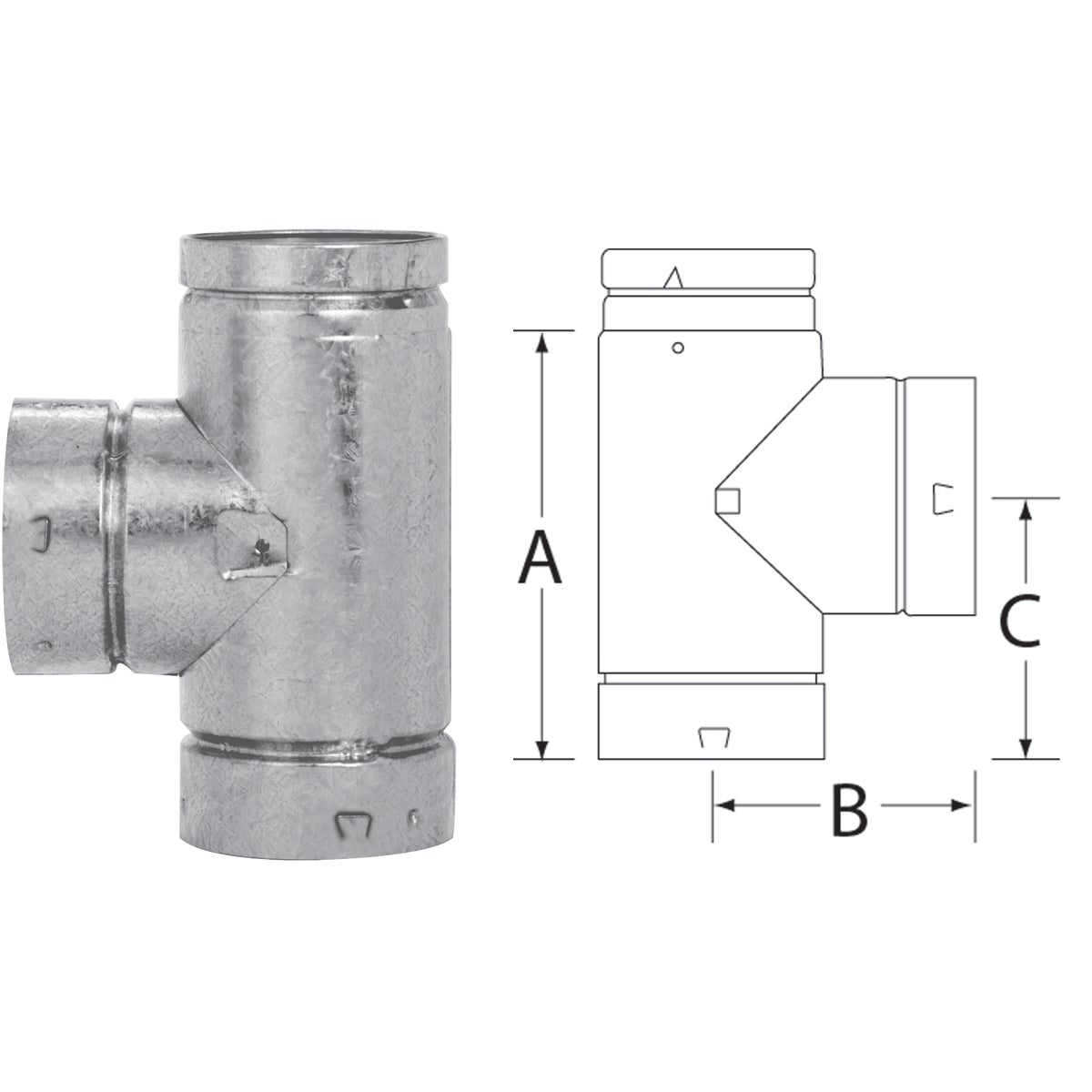 SELKIRK RV 4 In. x 8-1/2 In. x 4-3/4 In. Gas Vent Tee