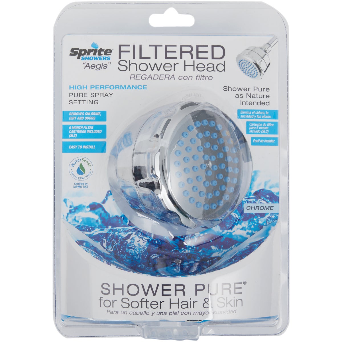 Sprite Aegis 1-Spray 1.75 GPM Filtered Fixed Showerhead, Chrome