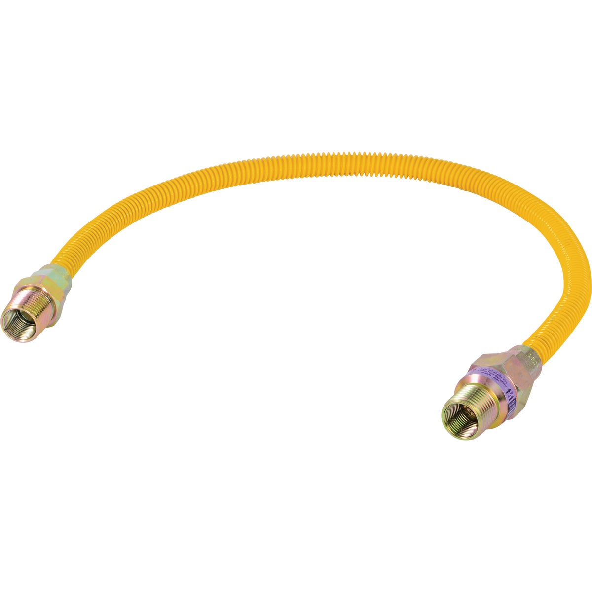 Eastman 3/8 In. OD x 24 In. 1/2 In. MIP (Tapped 3/8 In. FIP) x 1/2 In. MIP (Tapped 3/8 In. FIP) Coated Stainless Steel Gas Connector with ArmorBoost Excess Flow Valve