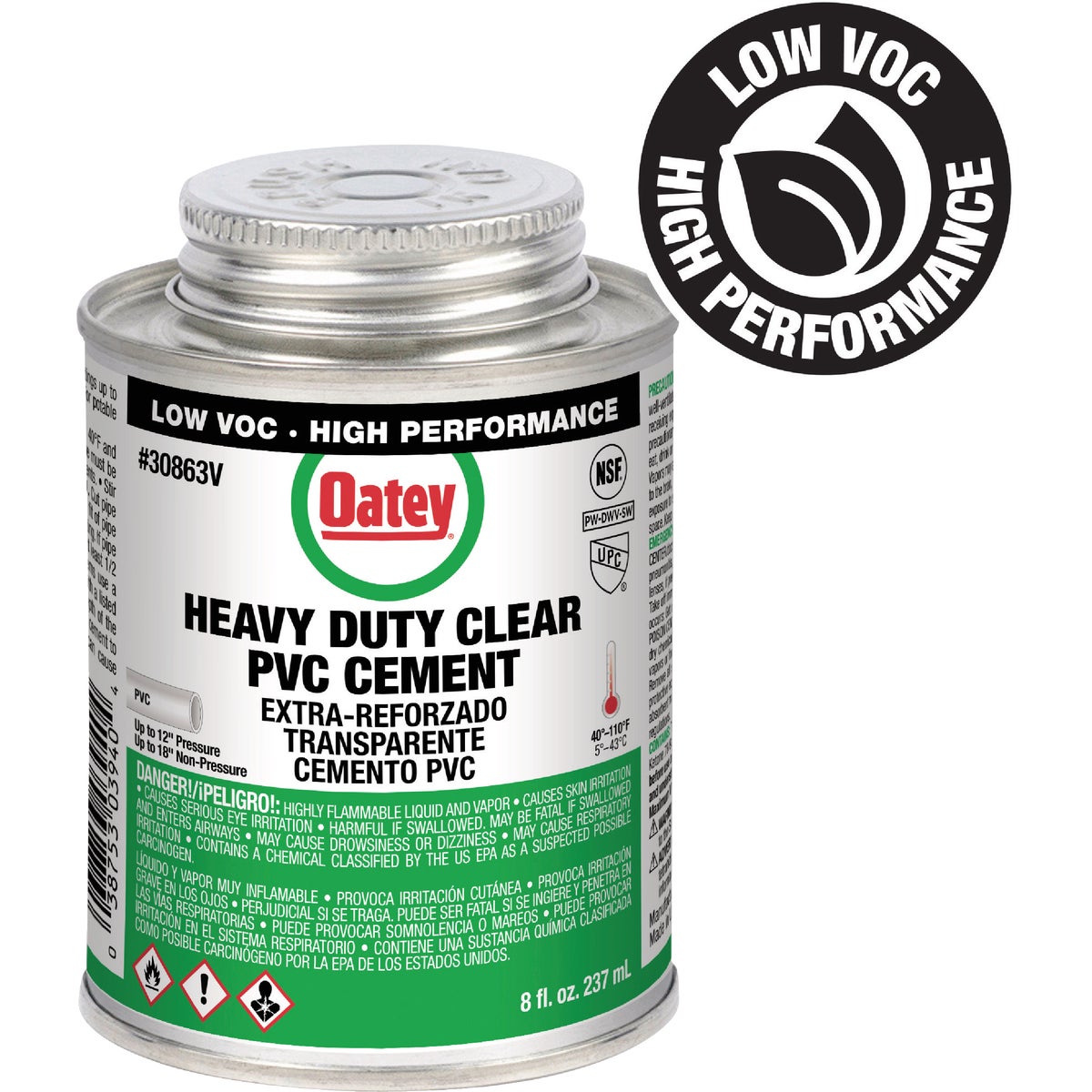 Oatey 8 Oz. Low Voc Heavy Bodied Heavy-Duty Clear PVC Cement