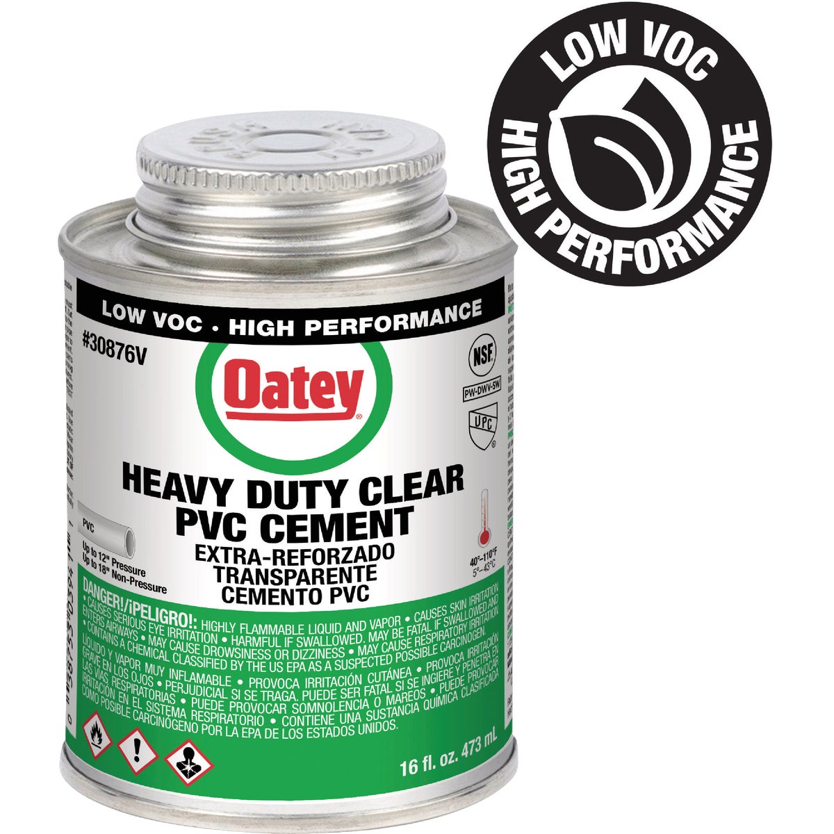 Oatey 16 Oz. Low Voc Heavy Bodied Heavy-Duty Clear PVC Cement