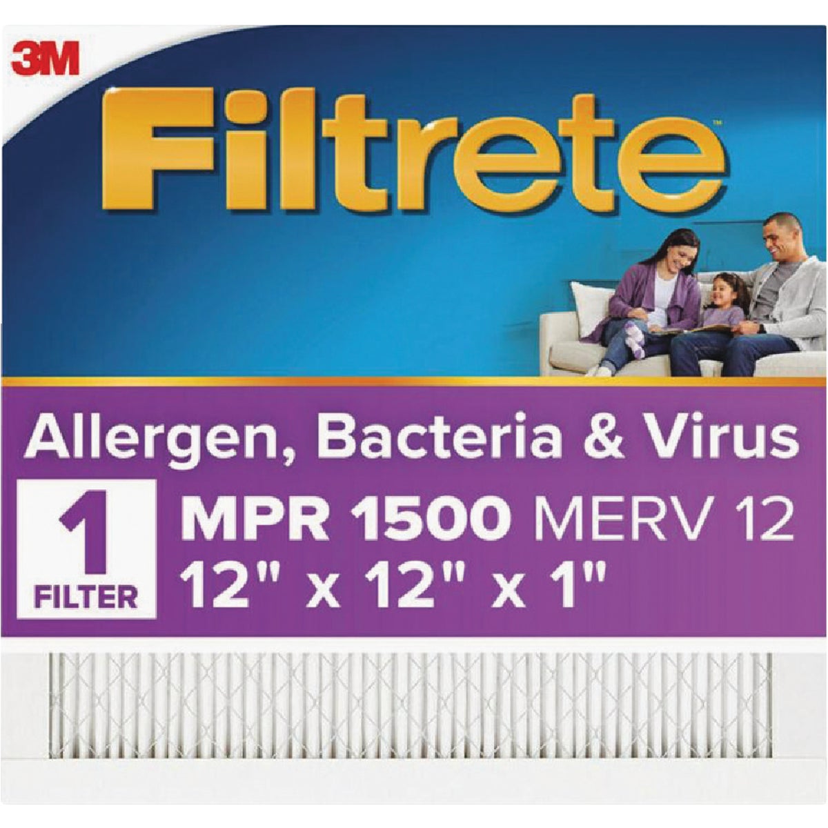 Filtrete 12 In. x 12 In. x 1 In. Ultra Allergen Healthy Living 1550 MPR Furnace Filter