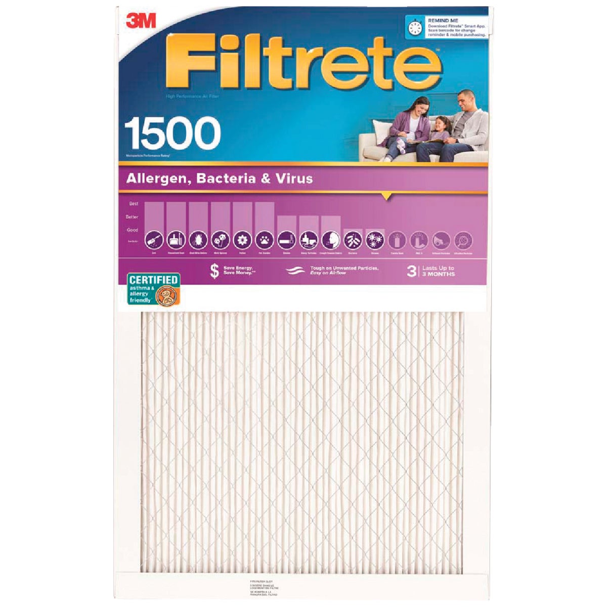 Filtrete 24 In. x 24 In. x 1 In. Ultra Allergen Healthy Living 1550 MPR Furnace Filter